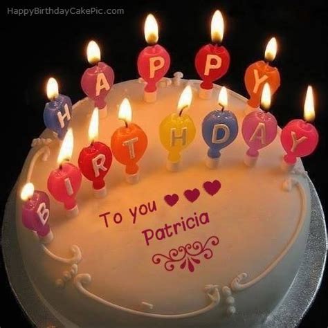 Candles Happy Birthday Cake For Patricia with name, Patricia Happy Birthday Cake Download ...