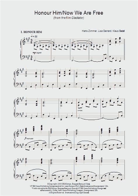 Now We Are Free Piano Sheet Music | OnlinePianist