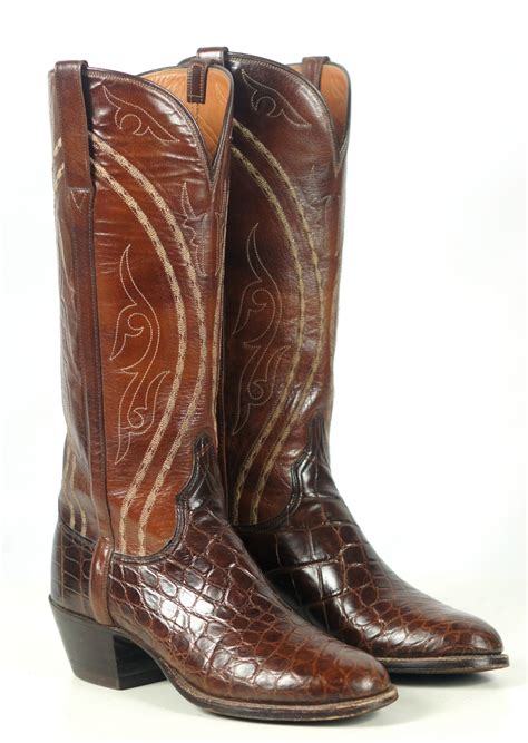 Lucchese Alligator Brown Cowboy Western Boots Vintage San Antonio TX ...