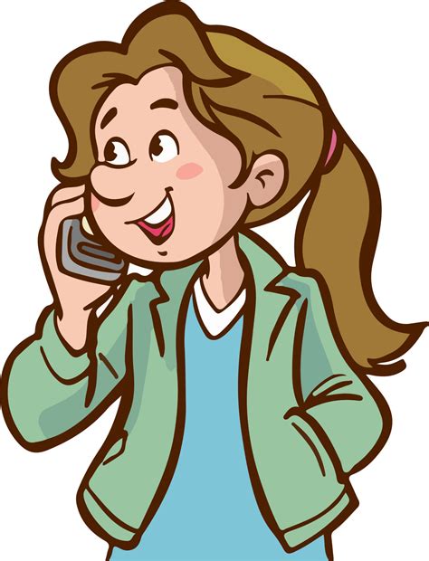 cute girl talking on the phone cartoon vector illustration 16883402 ...