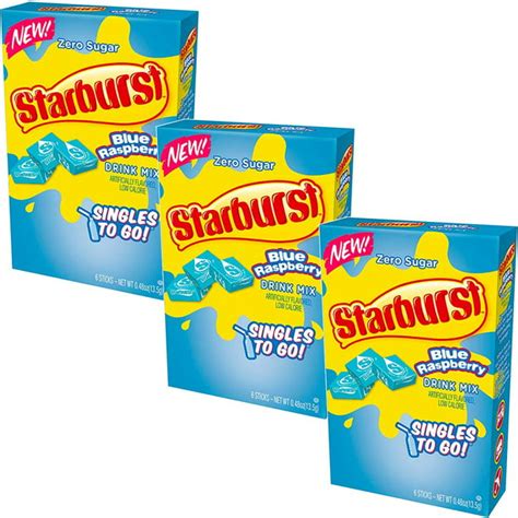 Starburst Blue Raspberry Singles To Go Drink Mix, 0.59 oz, 6 CT (Pack-3) - Walmart.com