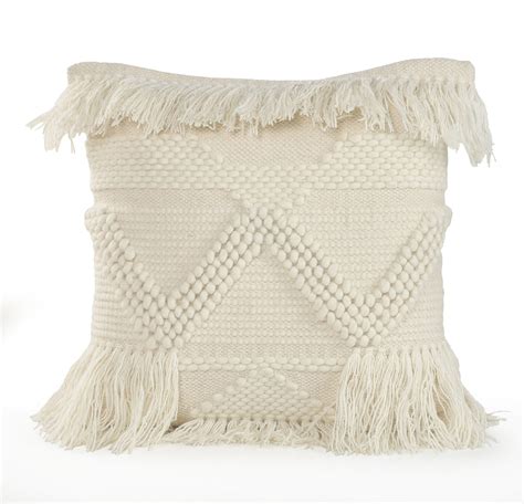 LR Home Easy Fit Ivory 20" x 20" Textured Fringe Throw Pillow - Walmart.com - Walmart.com