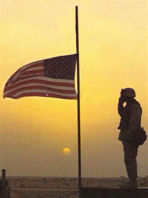 American USA Flag at half staff & Military Soldier saluting | American soldiers, God bless ...