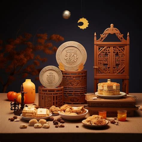 Premium AI Image | Mooncakes Mid autumn festival