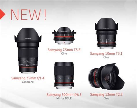 Samyang Unveils 5 New Lenses