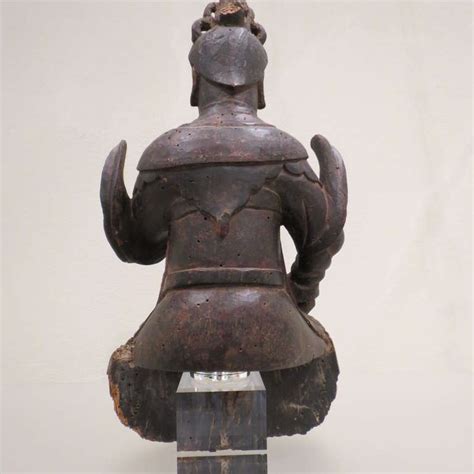 Wood Ming Dynasty Sculpture of a Deity For Sale at 1stDibs