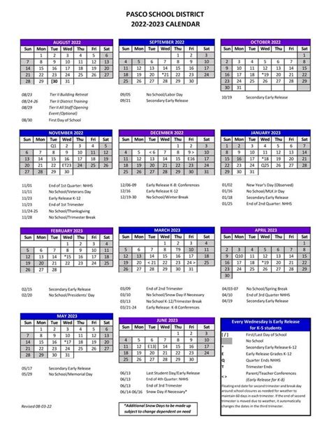 2022-23 Pasco County Public School Calendar Highlights (Revised) | New Port Richey, FL Patch