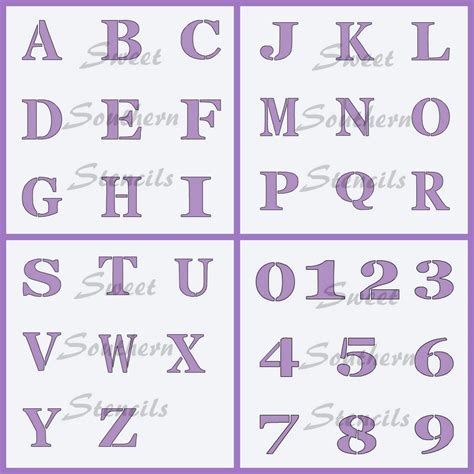 Block Alphabet and Numbers 4 separate stencils