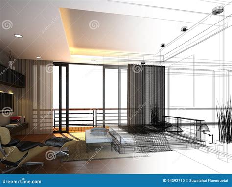 Abstract Sketch Design of Interior Bedroom Stock Illustration - Illustration of house, living ...