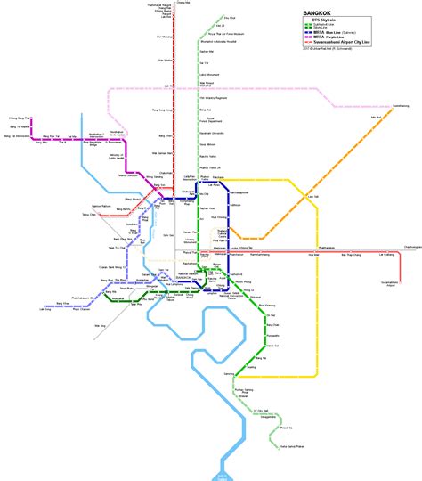 BTS Skytrain Bangkok Lines Map | Bangkok map, Train map, Route map