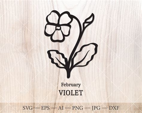 Violet SVG February Birth Flower SVG. Birth Month Flower - Etsy Israel