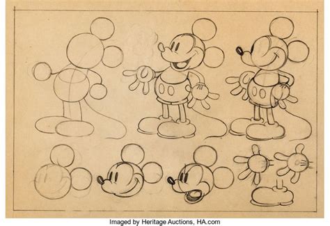 Mickey Mouse Animator's Practice Model Sheet Original Art (Walt | Lot ...