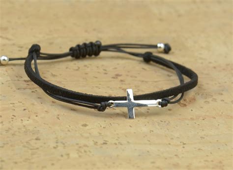 Sterling Silver Cross Charm Bracelet. Mens Bracelet - Etsy