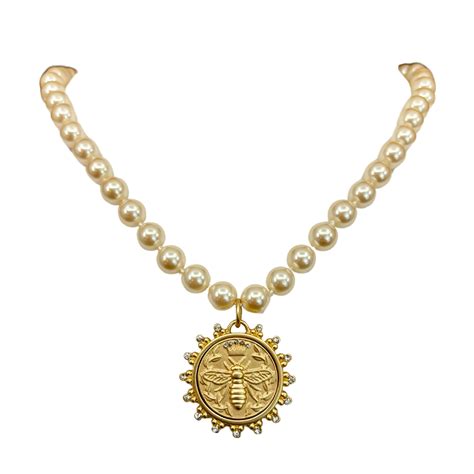 Gold Queen Bee Pearl Necklace – erinknightdesigns