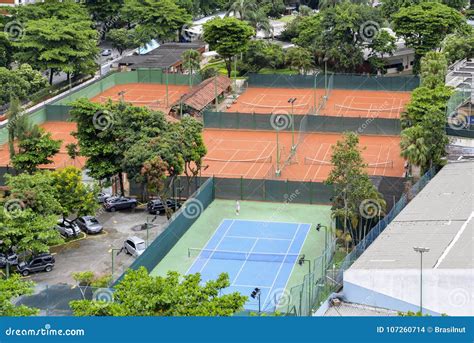 Aerial view tennis courts stock photo. Image of built - 107260714