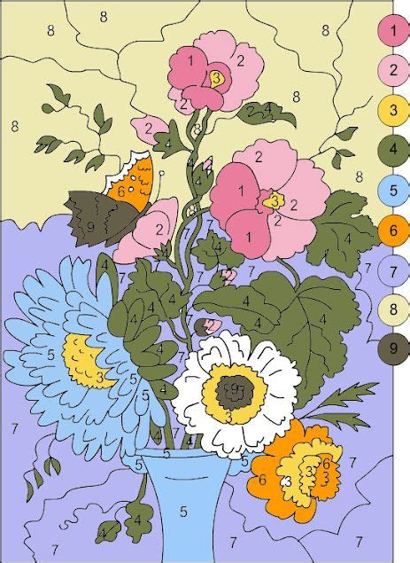 Nicole's Free Coloring Pages: COLOR BY NUMBERS * FLOWERS coloring page ...