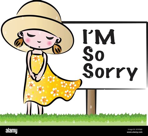 vector cartoon girl with card: im so sorry Stock Vector Image & Art - Alamy