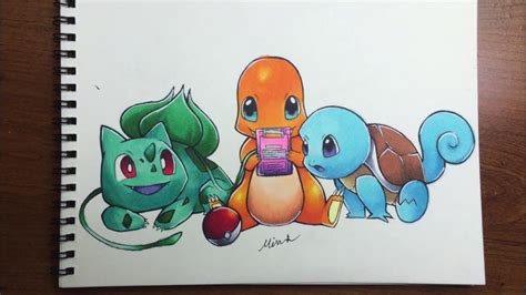 Pokemon Gen 1 Starters Drawing - YouTube