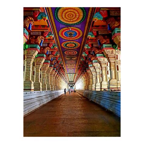 The Ramanathaswamy temple has striking long corridors in its interior ...