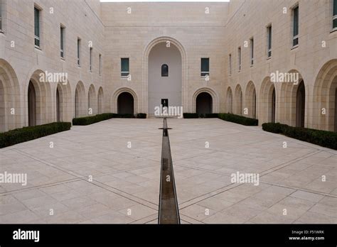 Inner courtyard of the Supreme Court of Israel building designed by Ada Carmi-Melamed and Ram ...