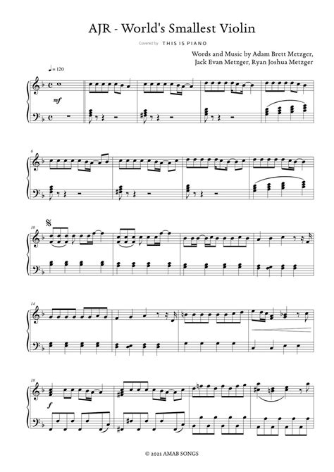 AJR - World's Smallest Violin (Easy Version) Sheet by THIS IS PIANO