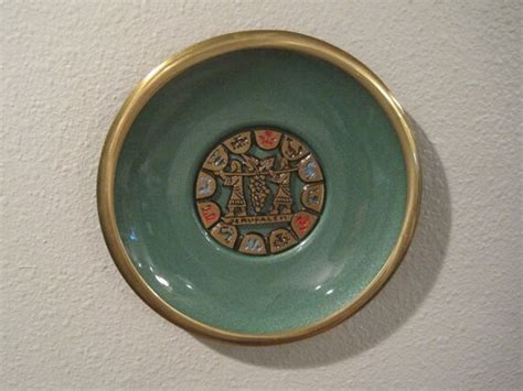 Vintage Metal Jerusalem Wall Plate Brass/Enamel by VsNotForgotten