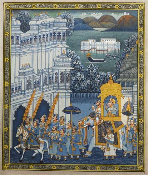 Miniature painting ~ Maharaha procession at Night | Ornement