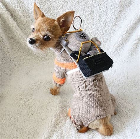 Crocheted and Knitted Ghostbusters Dog Costume