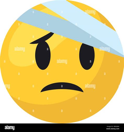 Hurt emoji face flat style icon design, Cartoon expression cute ...