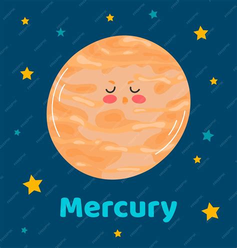 Premium Vector | Vector illustration planet mercury in flat cartoon ...