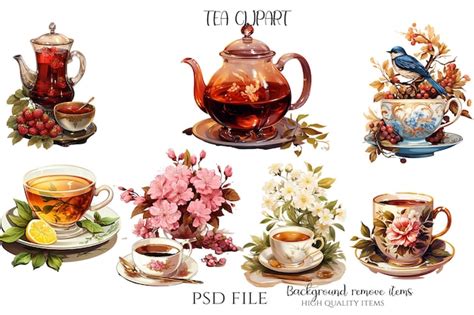 Ilustración de taza de té vintage | Archivo PSD Premium