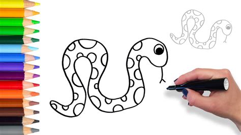 Learn How to Draw Snake | Teach Drawing for Kids and Toddlers Coloring Page Video - YouTube