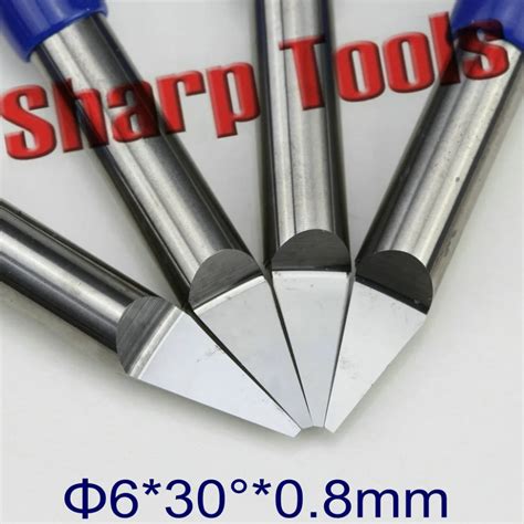 6x 0.8MM 30 Angle CNC Router Bits Milling Cutters for Metal Aluminum V End Mill Carbide PCB ...