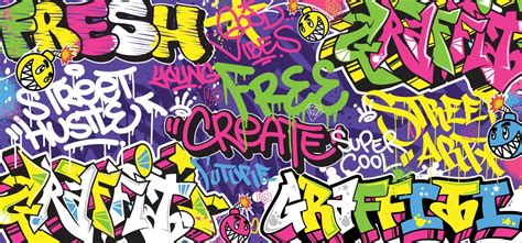 Colorful Graffiti Wall Art Background Street Art Hip-Hop Urban Vector ...