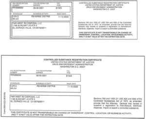 DEA Controlled Substance Registration Certificate – Far West Rx Disposal