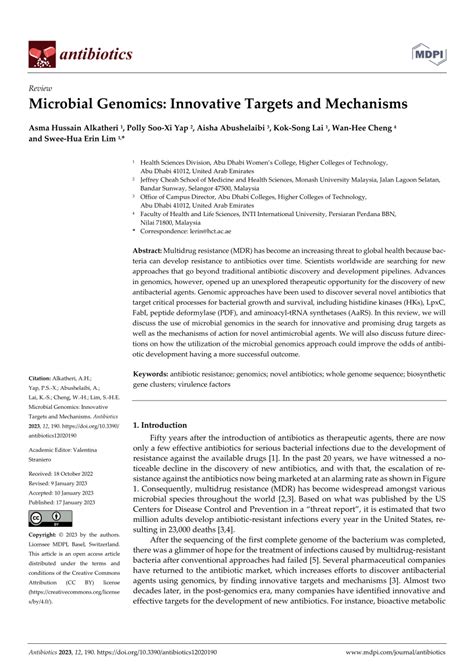 (PDF) Microbial Genomics: Innovative Targets and Mechanisms