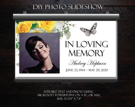 DIY Memorial Photo Slideshow Powerpoint Yellow Roses Butterflies ...