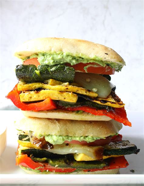 Grilled Veggie Sandwich with Vegan Basil Aioli - This Savory Vegan