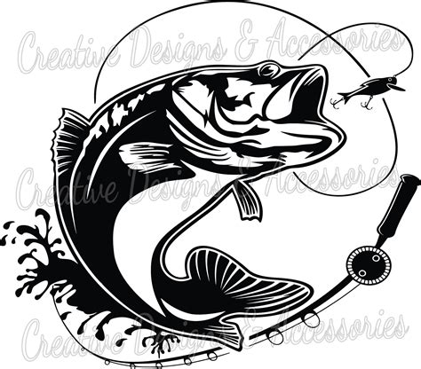 Bass Fish Clipart Black And White