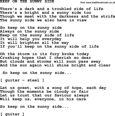 Keep On The Sunny Side by Merle Haggard - lyrics