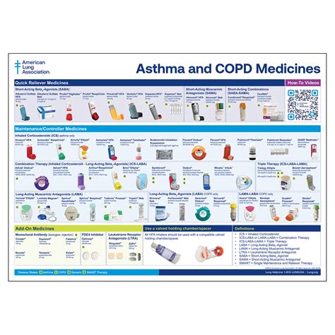 Asthma & COPD Medicine Chart (Laminated 5pk) – American Lung ...