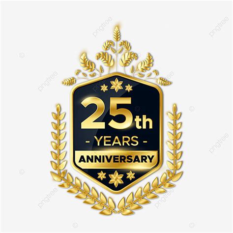 the 25th anniversary badge with gold leaves and stars on it, logo ...