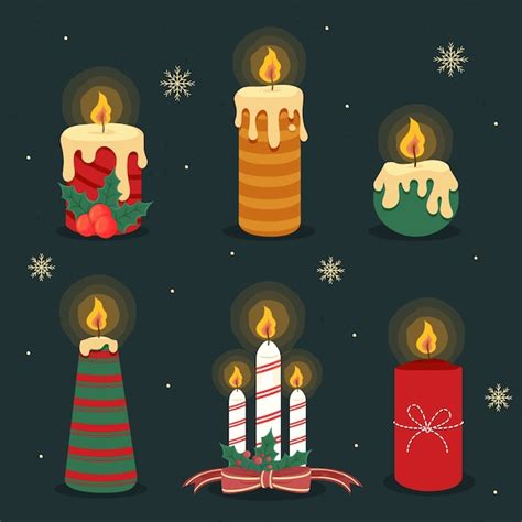 Free Vector | Hand drawn christmas candle collection