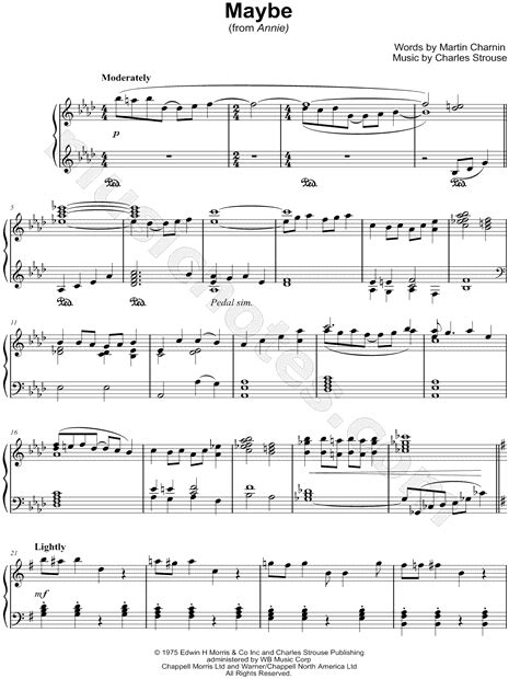 "Maybe" from 'Annie' Sheet Music (Piano Solo) in Ab Major - Download & Print | Sheet music ...