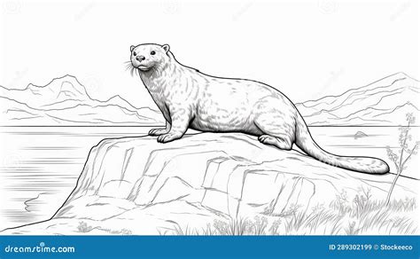 Realistic Otter Coloring Pages for Kids Free Printable Sheets Stock ...