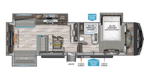 Reflection Fifth-Wheel Floorplans | Grand Design | Grand design rv, Fifth wheel, Floor plans