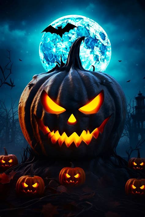 🌕 3D Jack-o-Lantern & Full Moon - Halloween Digital Art Wallpaper 🎃 | Halloween digital art ...