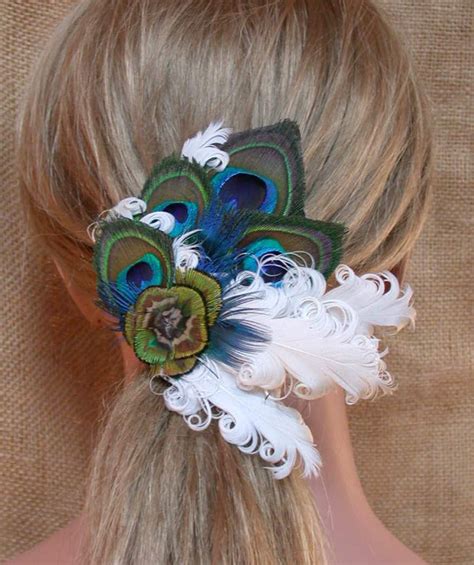 Peacock Feather Hair Clip with Curled Ivory Feathers Ready to | Etsy | Feather hair clips ...