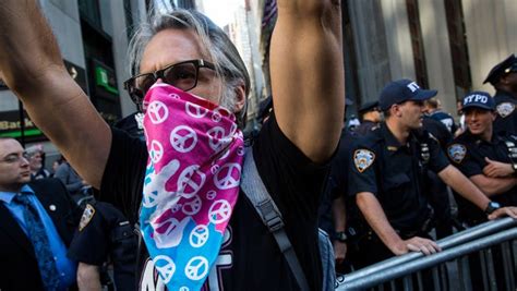 People protest global warming on Wall Street