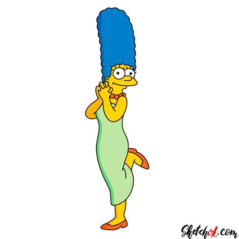 How to draw Marge Simpson - Sketchok easy drawing guides | Marge ...